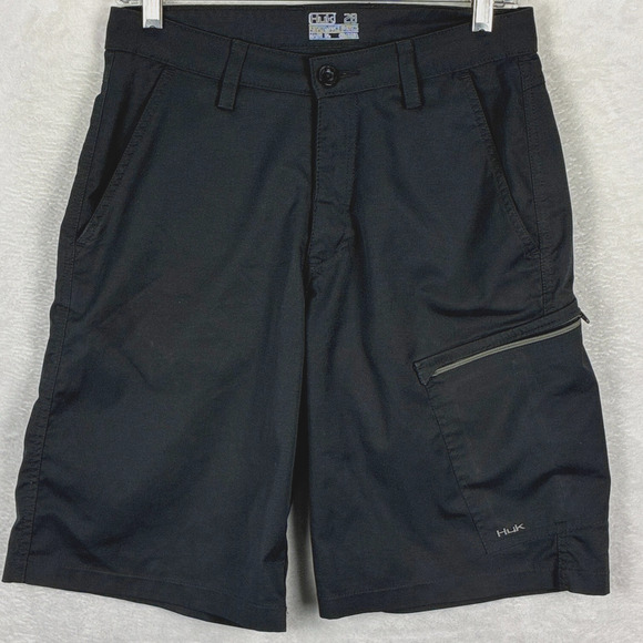 Huk Performance Cargo Shorts Mens 28 Black Outdoor Fishing Stretch Hiking Camp - Picture 1 of 9